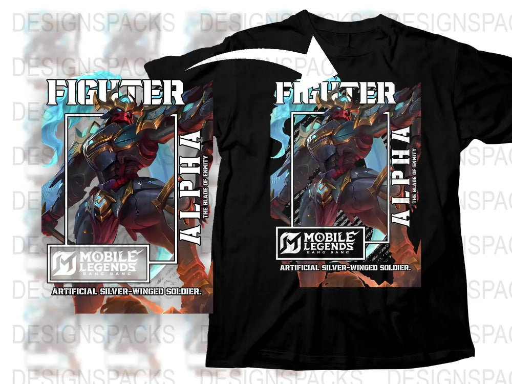 Mobile Legends Fighter Alpha T-Shirt, Silver-Winged Soldier Graphic Tee, Anime Style Apparel, Gaming Fan Gift