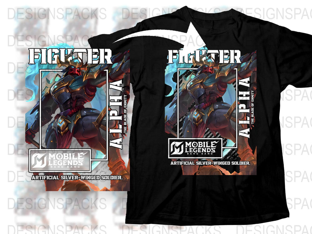 Mobile Legends Fighter Alpha T-Shirt, Silver-Winged Soldier Graphic Tee, Anime Style Apparel, Gaming Fan Gift
