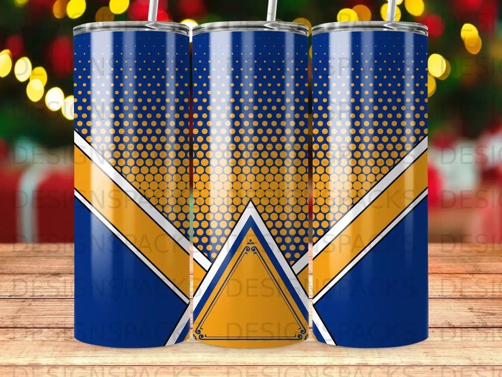 Royal blue gold halftone geometric pattern tumbler product type