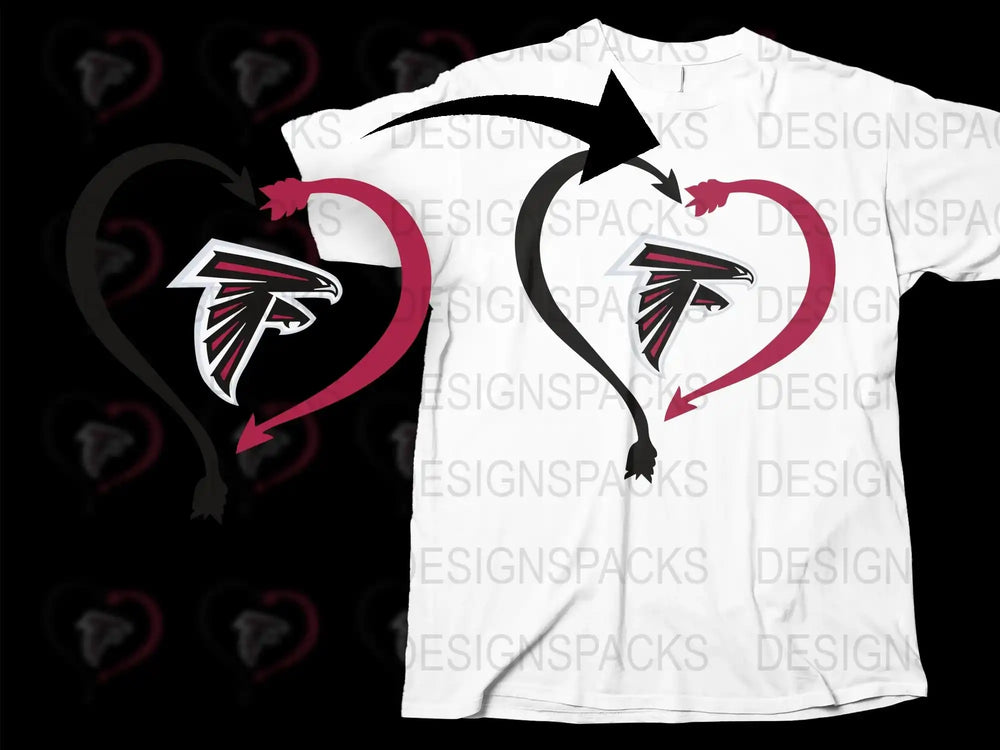 Atlanta Falcons Heart Logo T-Shirt, Unisex Atlanta Sports Team Graphic Tee, Casual Fan Apparel, Gift for Football Lovers