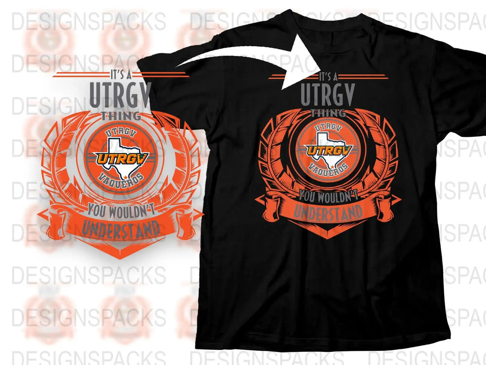 UTRGV Custom T-Shirt, Orange Emblem Design, University Apparel, Personalized College Shirt, Unique Alumni Gift, Casual Wear