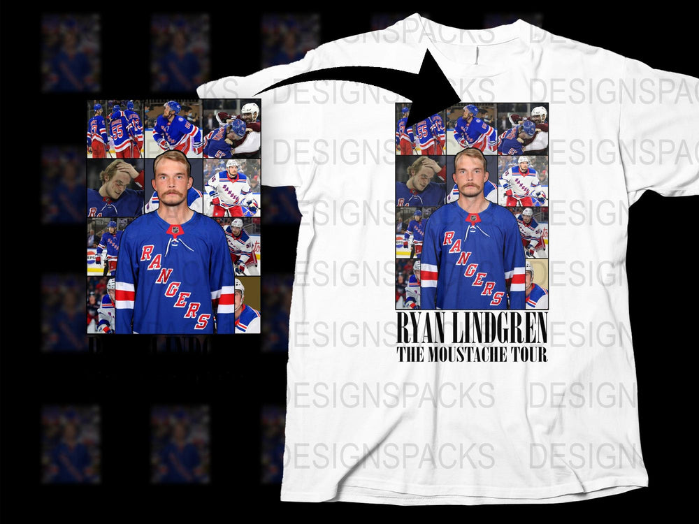 Ryan Lindgren Rangers T-Shirt, Mustache Tour Graphic Tee, Hockey Fan Apparel, Sports Memorabilia, Collector's Item, Gift for Fans