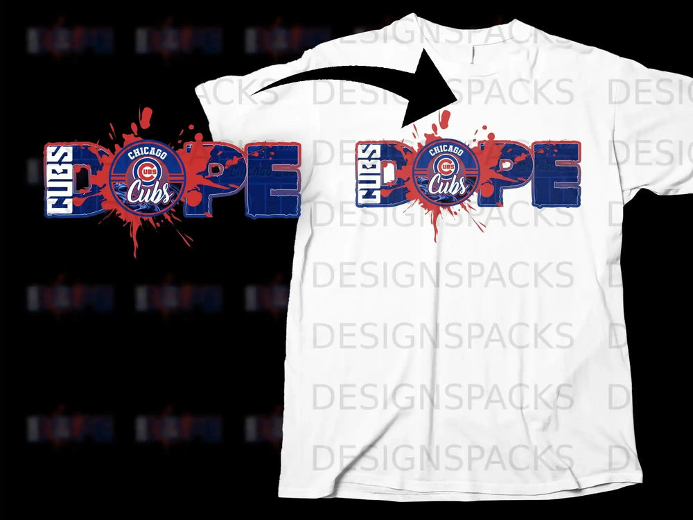 Chicago Cubs Dope Graphic T-Shirt with Splatter Design