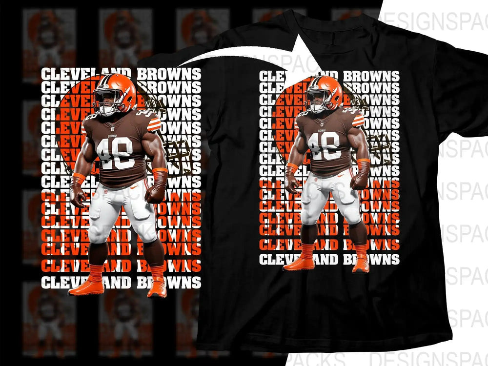 Cleveland Browns football player #48 print design for t-shirt, DTF/DTG ready, instant download