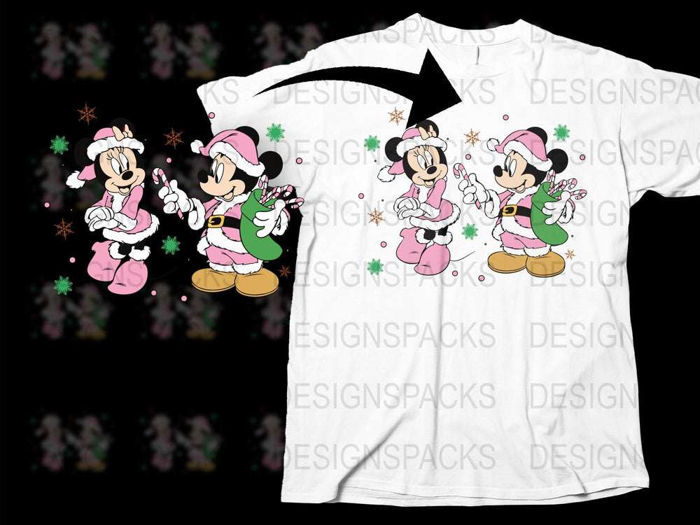 Disney Minnie Mouse Christmas T-Shirt, Holiday Festive Graphic Tee, Cartoon Character Apparel, Kids and Adults Sizes Available
