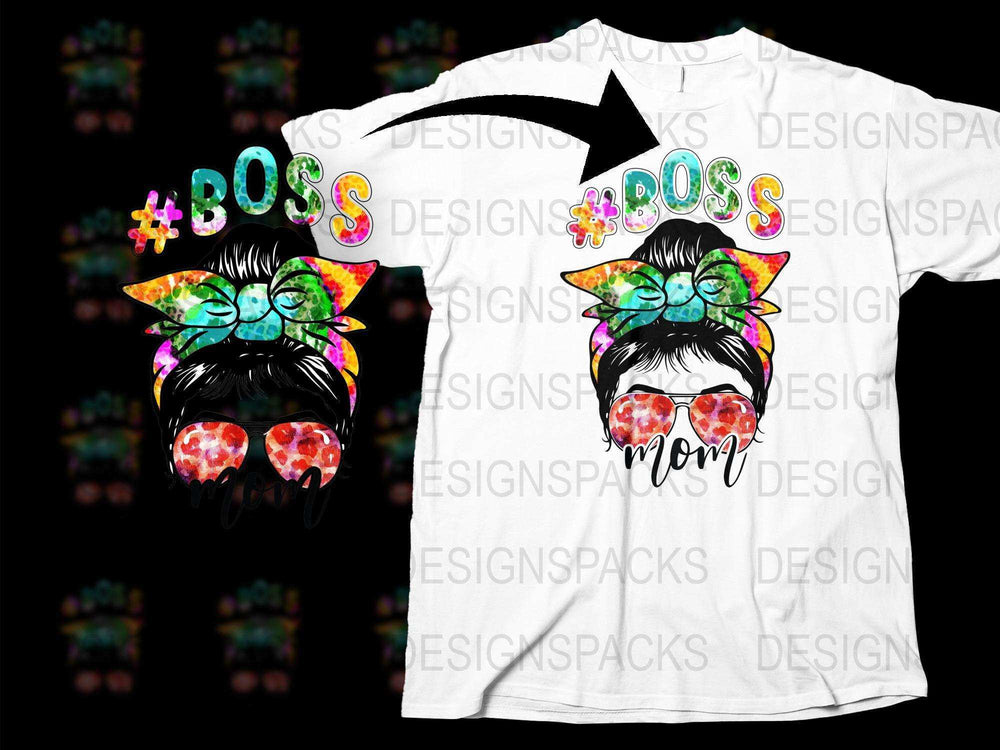 Colorful Boss Mom T-Shirt, Women's Graphic Tee, Trendy Mom Life, Fashionable Casual Wear, Unique Gift Idea