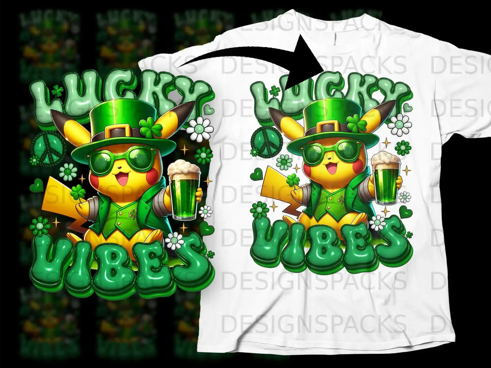 Lucky Vibes Pikachu Leprechaun St Patricks Day Green Beer product type