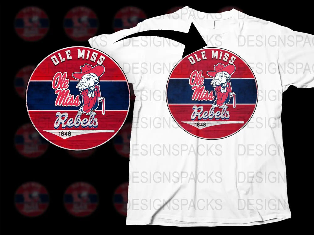 Ole Miss Rebels T-Shirt, Vintage Logo Graphic Tee, University of Mississippi Sports Fan Apparel, Unisex White Cotton Shirt