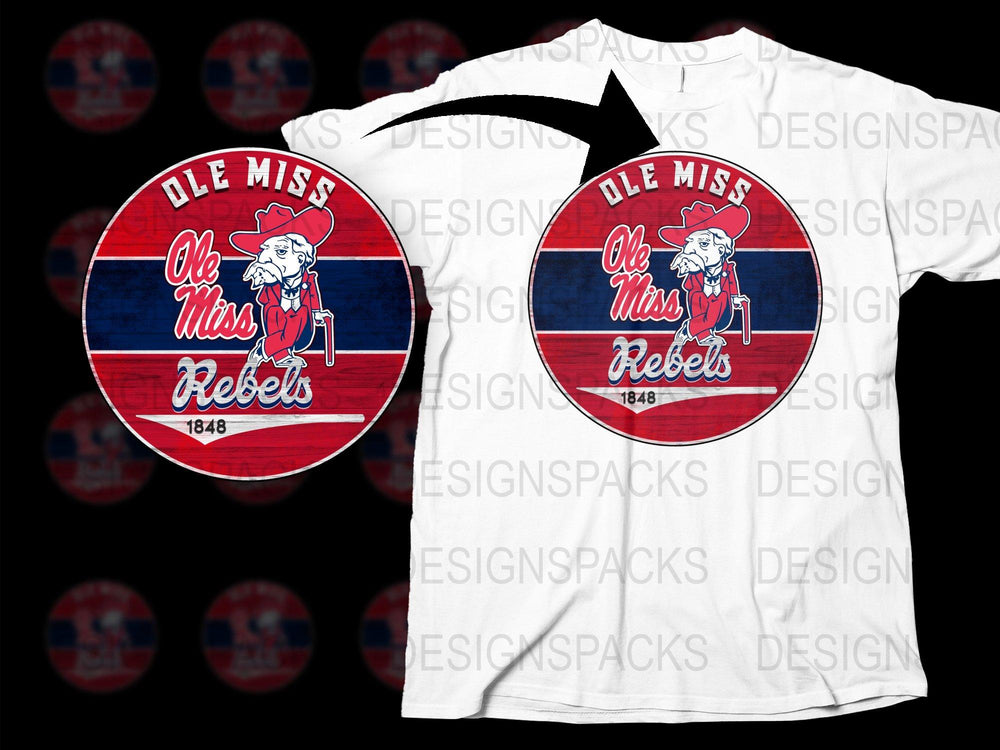 Ole Miss Rebels T-Shirt, Vintage Logo Graphic Tee, University of Mississippi Sports Fan Apparel, Unisex White Cotton Shirt