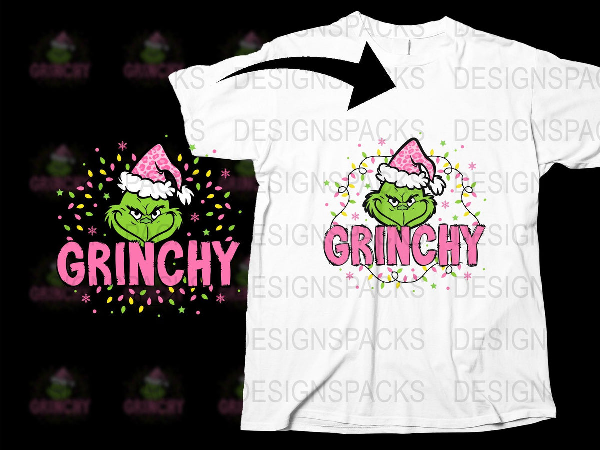 Grinchy Christmas T-Shirt, Festive Holiday Tee, Funny Grinch Inspired, Santa Hat Graphic, Men Women Kids Sizes Available