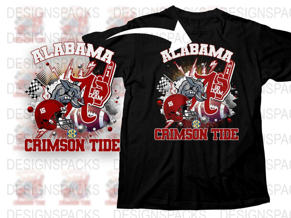 Alabama Crimson Tide Graphic T-Shirt, College Football Fan Apparel, SEC Team Merchandise, Sports Tee