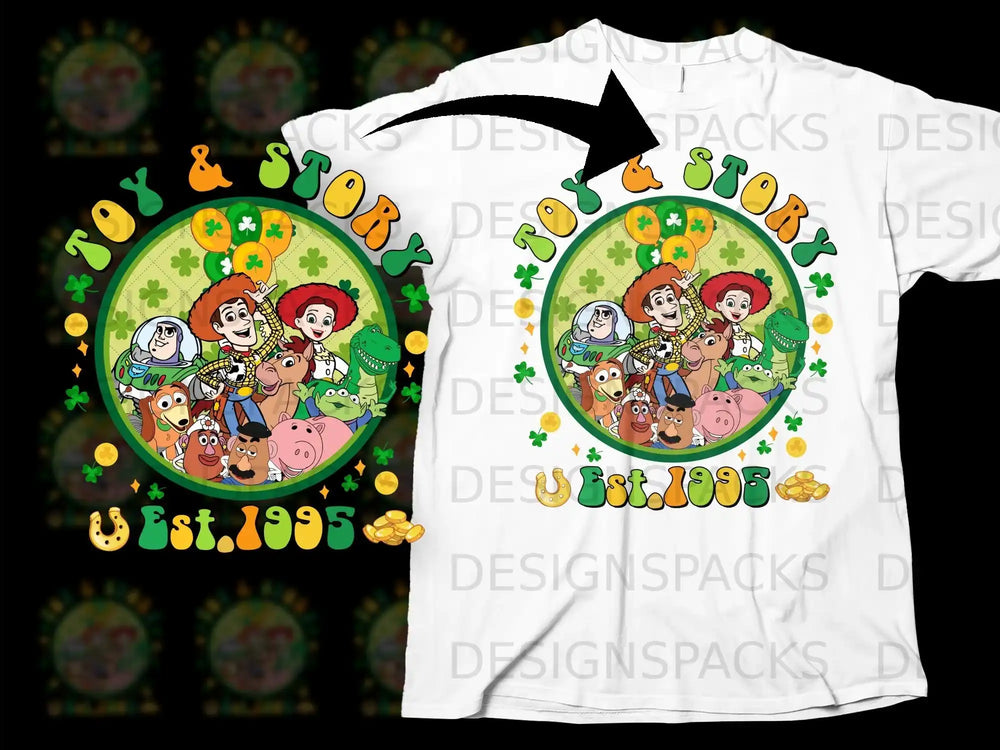 Toy Story Characters St Patrick's Day Est 1995 Shamrocks product type