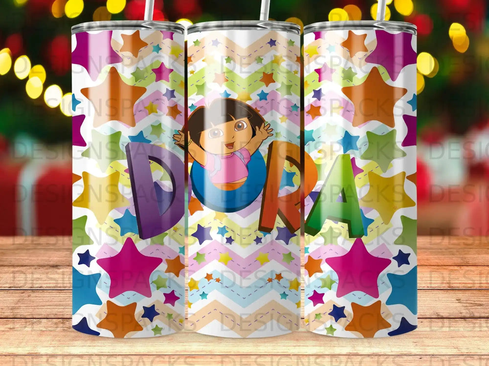 Dora Explorer Colorful Stars Chevron Pattern Tumbler product type