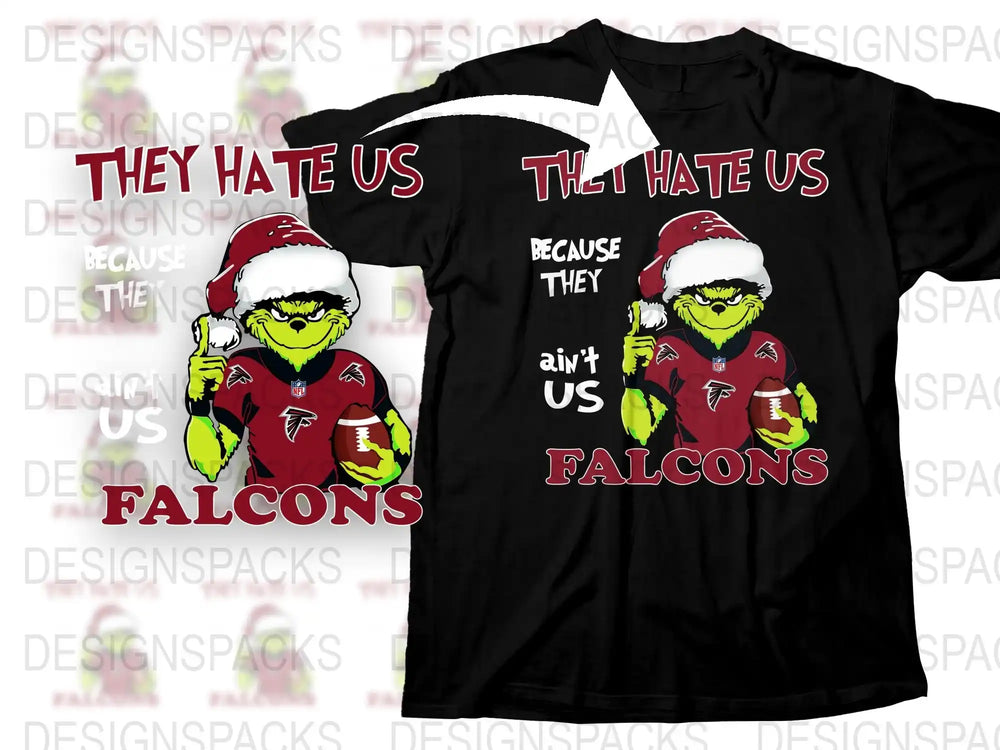 Funny Falcons Fan T-Shirt, Christmas Santa Hat Grinch Design, Unique Sport Team Support Apparel