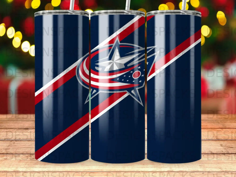Columbus Blue Jackets Logo Navy Stripes Tumbler product type