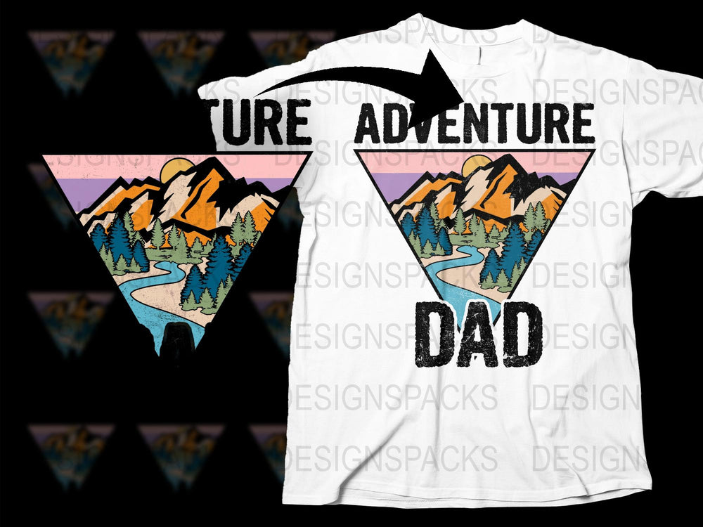 Adventure Dad T-Shirt, Mountain Landscape Graphic Tee, Outdoor Explorer Gift, Father's Day Shirt
