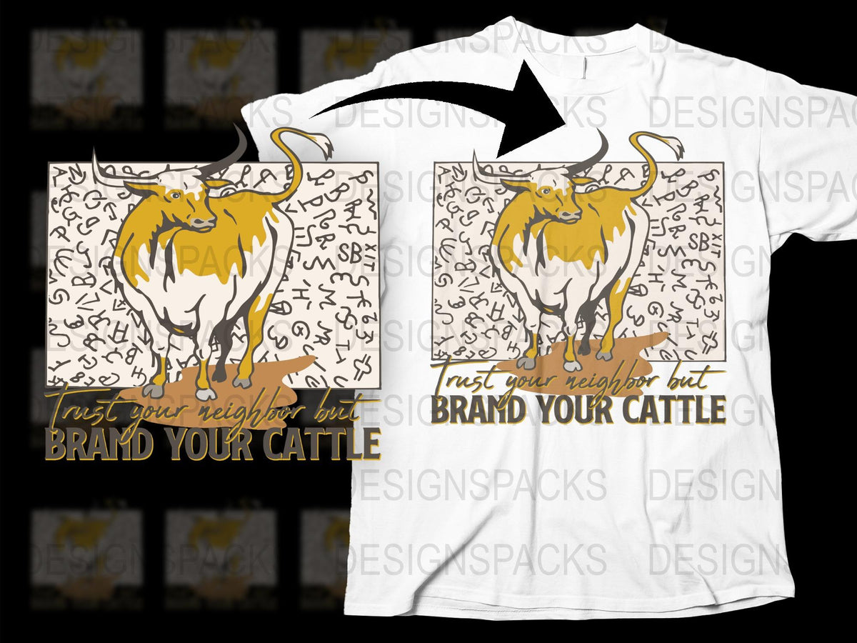 Western Bull T-Shirt, Rustic Cowboy Graphic Tee, Vintage Style Ranch Apparel, Unique Cattle Design Shirt