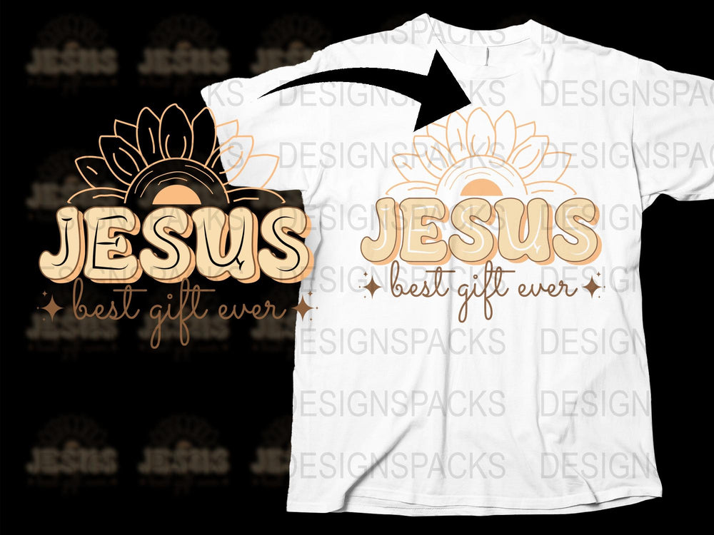 Jesus Best Gift Ever T-Shirt, Religious Flower Graphic Tee, Christian Apparel, Faith-Based Casual Wear for All Ages
