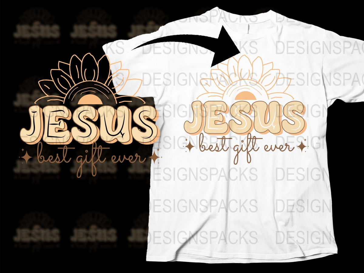 Jesus Best Gift Ever T-Shirt, Religious Flower Graphic Tee, Christian Apparel, Faith-Based Casual Wear for All Ages