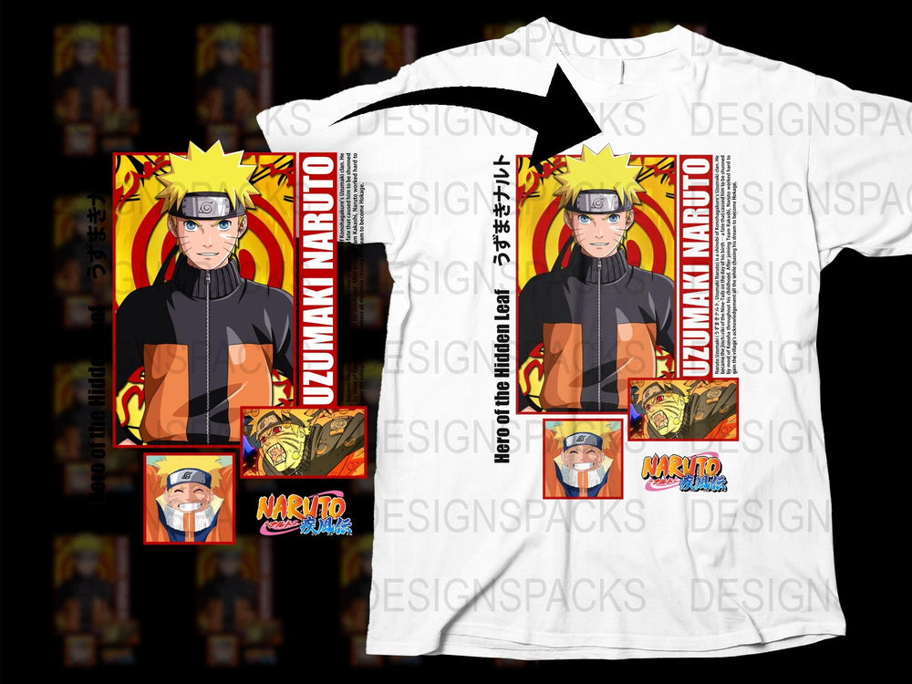 Naruto Anime Graphic T-Shirt, Uzumaki Naruto Print, Manga Fan Apparel, Unisex Cotton Tee, Gift for Anime Lovers