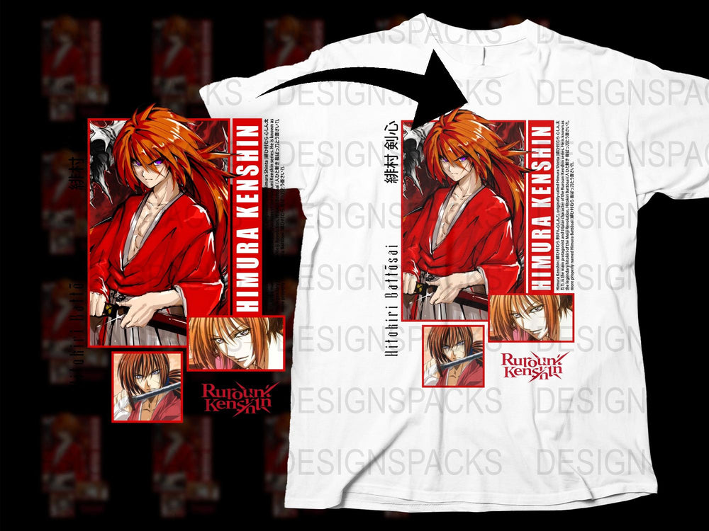 Rurouni Kenshin Anime T-Shirt, Samurai X Himura Kenshin Graphic Tee, Manga Design Unisex Shirt, Unique Gift for Anime Fans