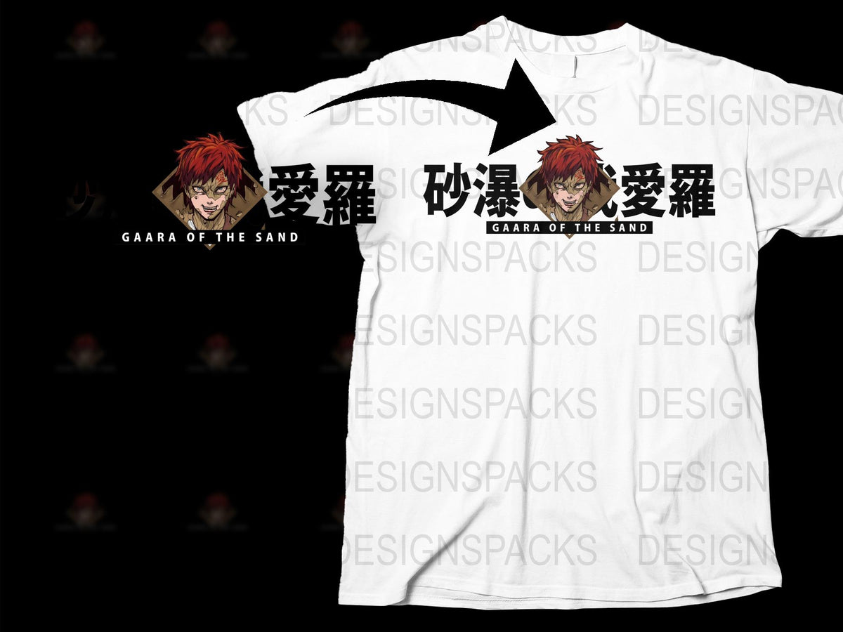 Gaara of the Sand Anime T-Shirt, Naruto Shippuden Character Tee, Graphic Shirt for Fans