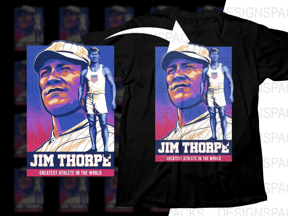 Jim Thorpe greatest athlete in the world t-shirt design, print-ready PNG for DTF DTG