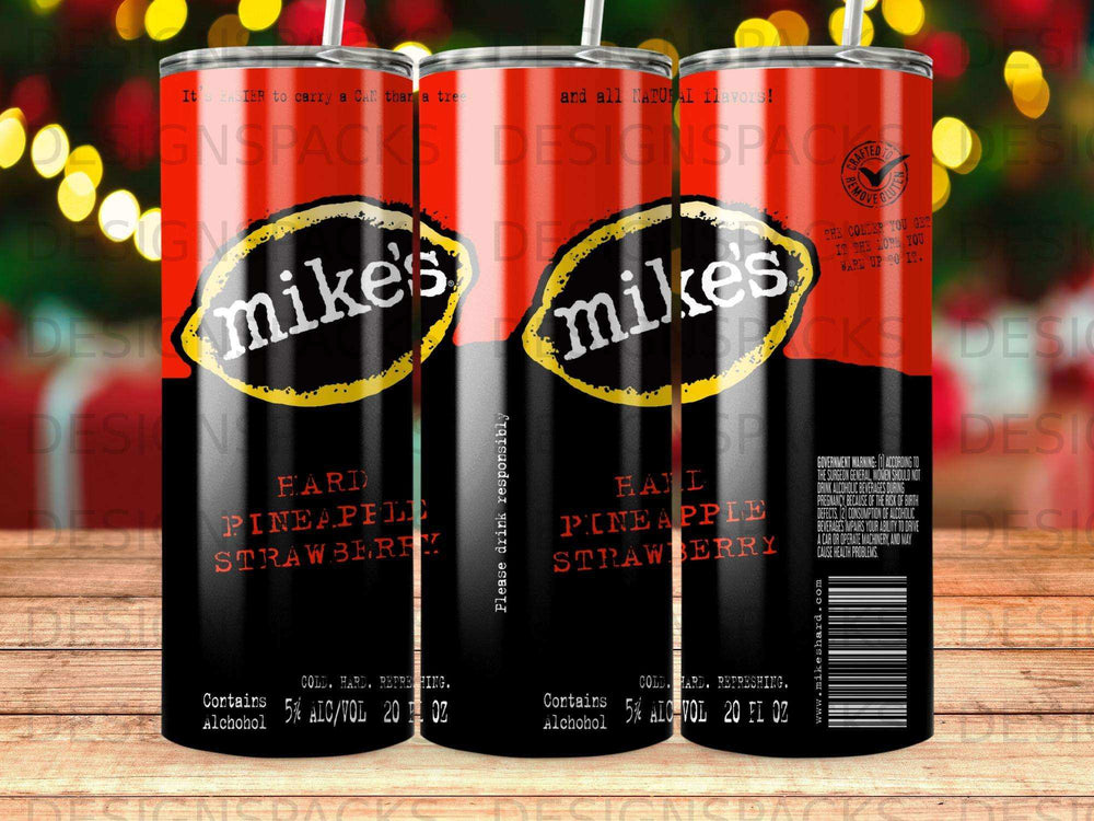 Two cans of Mike's Hard Lemonade Strawberry Pineapple flavored alcoholic beverage.