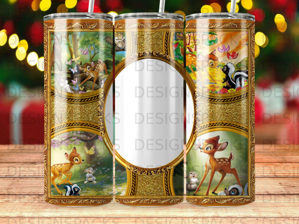 Bambi and Thumper woodland animals in ornate gold frames.