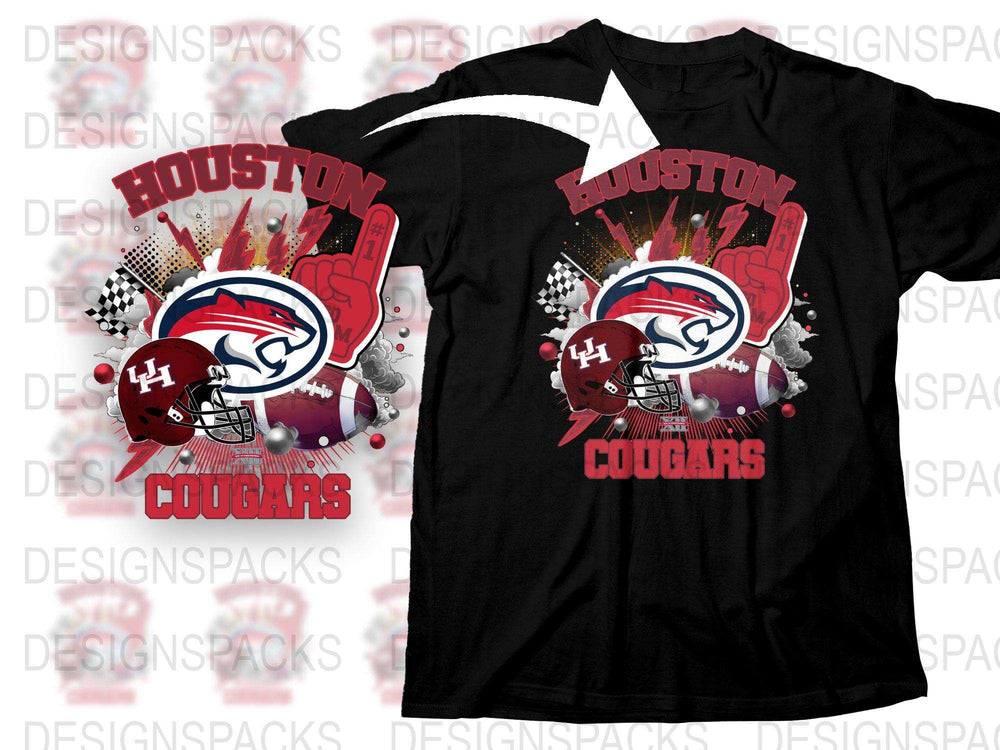 Houston Cougars T-Shirt, College Football Graphic Tee, Sports Fan Apparel, Black Short Sleeve Shirt