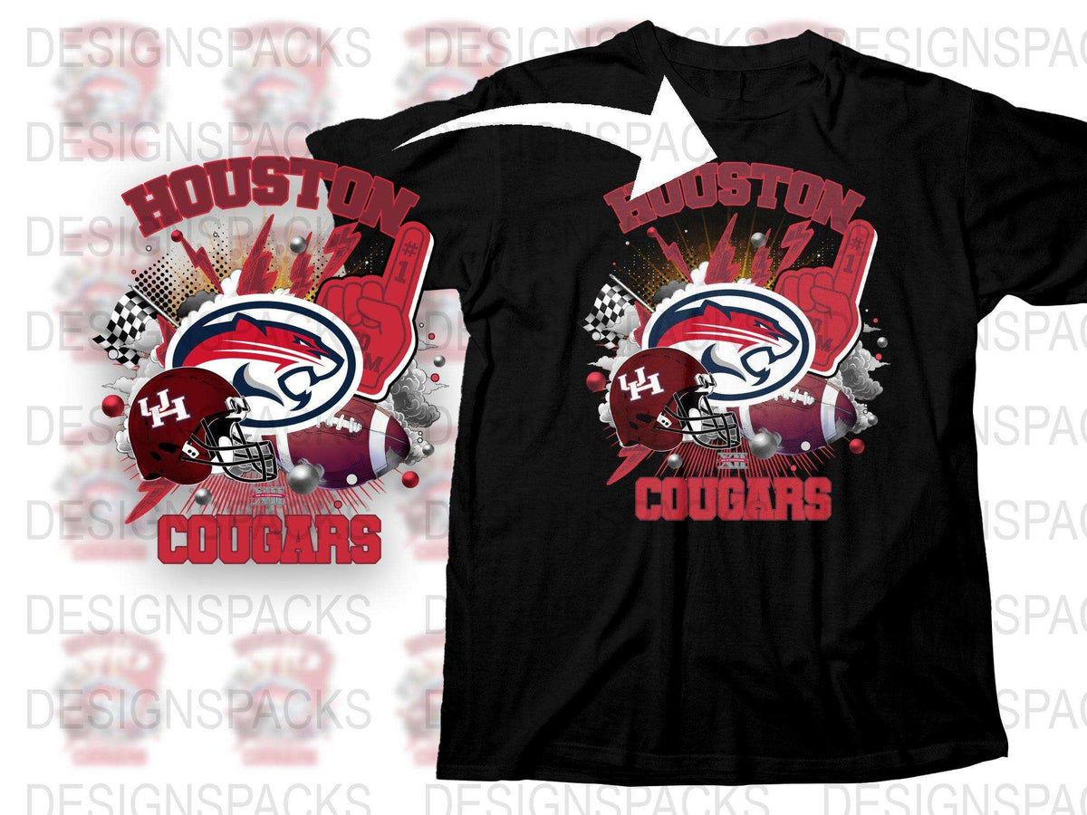 Houston Cougars T-Shirt, College Football Graphic Tee, Sports Fan Apparel, Black Short Sleeve Shirt