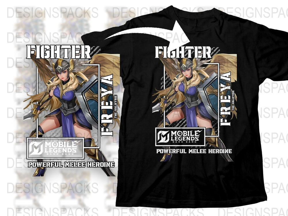 Mobile Legends Freya Fighter T-Shirt, Powerful Melee Heroine Gaming Apparel