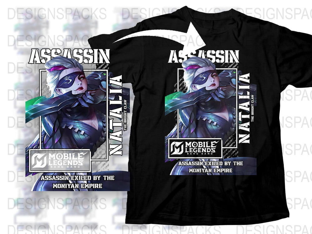 Mobile Legends Assassin T-Shirt, Gaming Graphic Tee, Moniyan Empire Design, Unisex Black Shirt