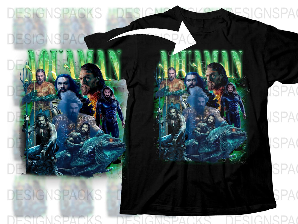 Aquaman Movie Graphic T-Shirt, Jason Momoa Superhero Tee, Comic Book Character Shirt, Full Color Print, Men's and Women's Sizes Available