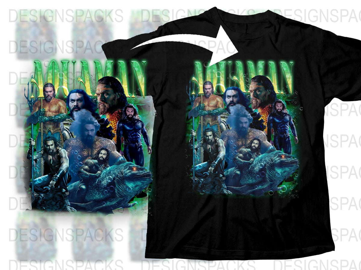 Aquaman Movie Graphic T-Shirt, Jason Momoa Superhero Tee, Comic Book Character Shirt, Full Color Print, Men's and Women's Sizes Available
