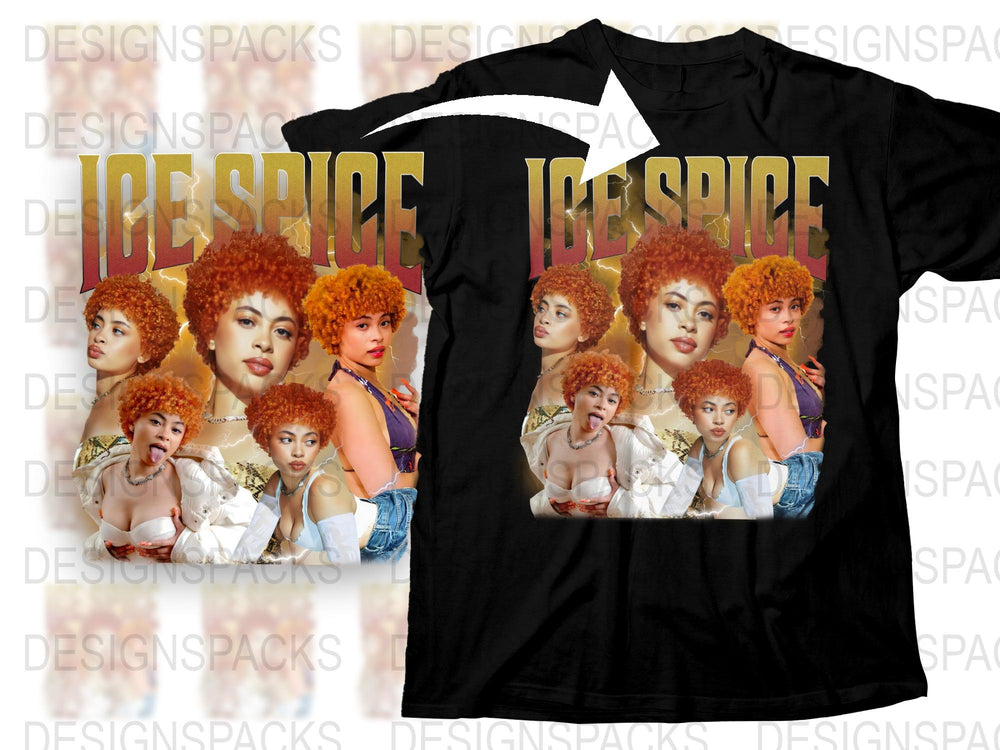 Vintage Ice Spice Graphic T-Shirt, Retro-Inspired Pop Art Multiple Portraits, Bold Fashion Tee, Unique Music Fan Merchandise