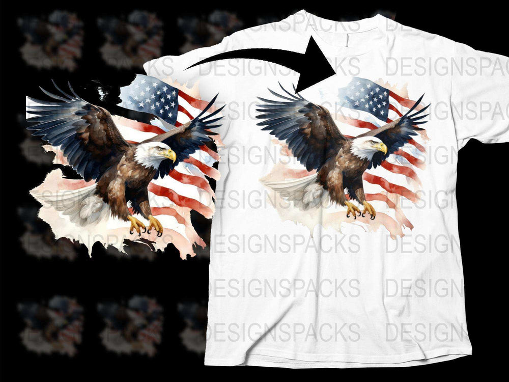 American Eagle Patriotic T-Shirt USA Flag Graphic Tee Independence Day Apparel