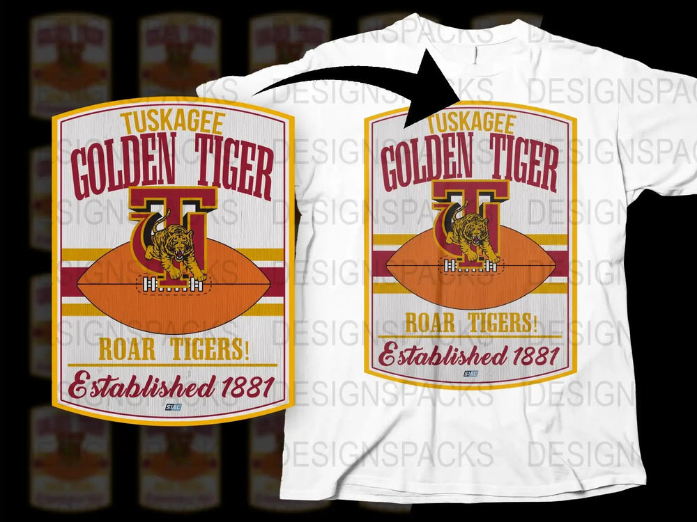 Tuskegee Golden Tiger T-Shirt, Vintage College Style, Roar Tigers, Established 1881 Graphic Tee, Unisex White Shirt