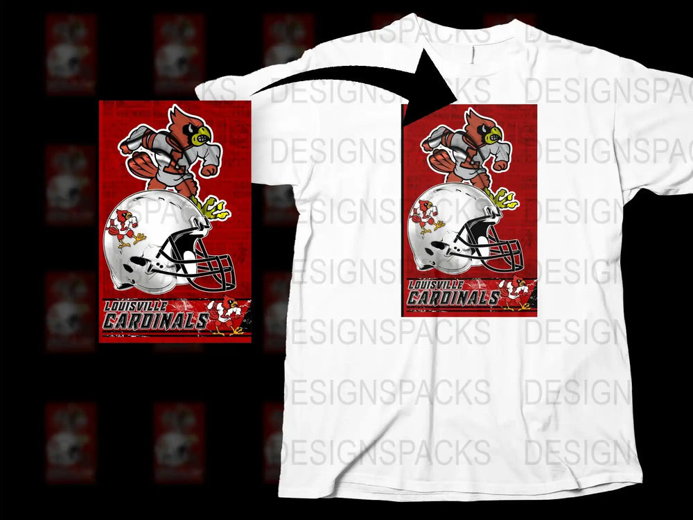 Louisville Cardinals Football Mascot Graphic T-Shirt, Red and White Sports Tee, Fan Apparel
