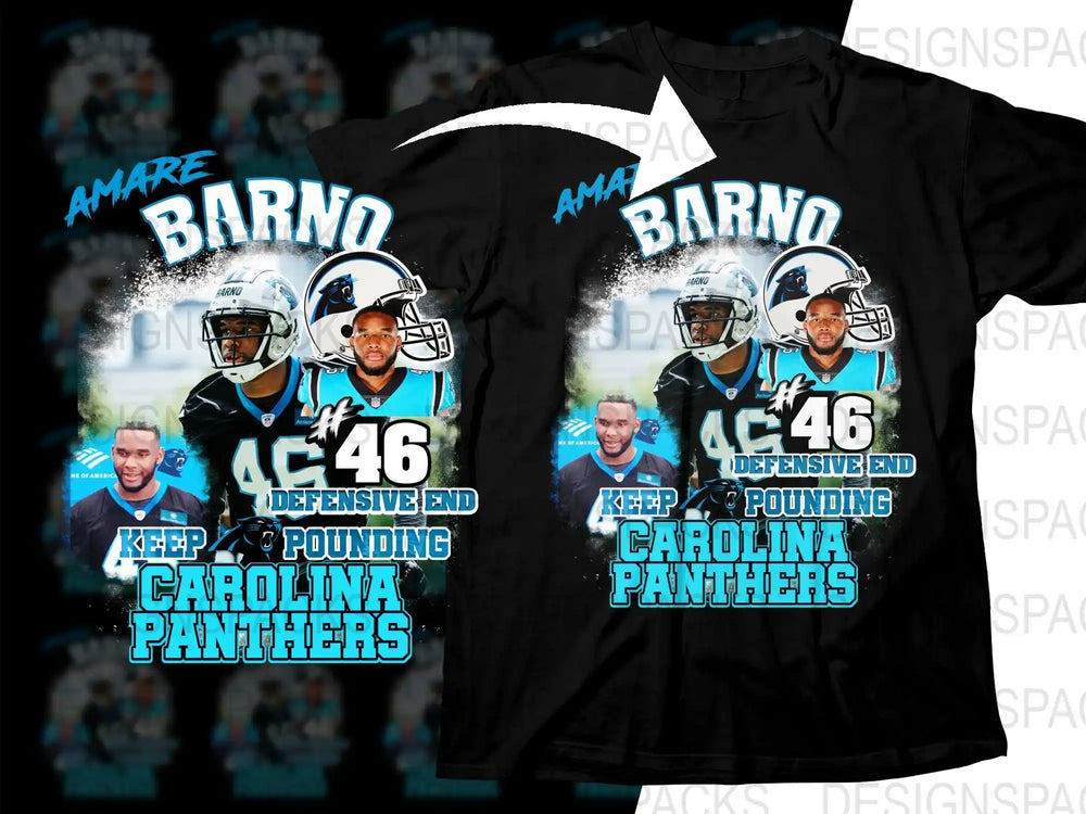 Amare Barno #46 Carolina Panthers defensive end t-shirt design, print-ready for DTF DTG