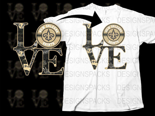 New Orleans Saints Love T-Shirt, Black and Gold Football Fan Apparel, Unique Sports Team Gift Idea, Graphic Tee for Men and Women