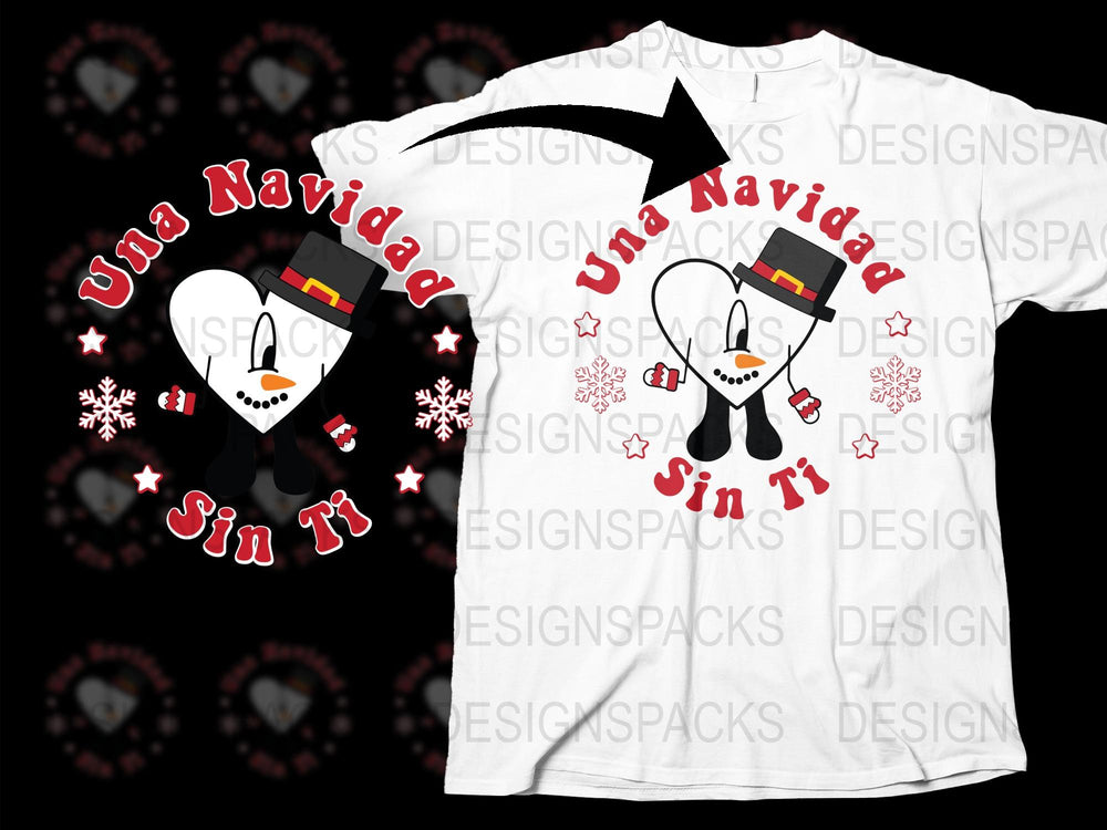Festive Christmas T-Shirt 'Una Navidad Sin Ti' Design, Holiday Skeleton Graphic Tee, Xmas Love Heart Apparel