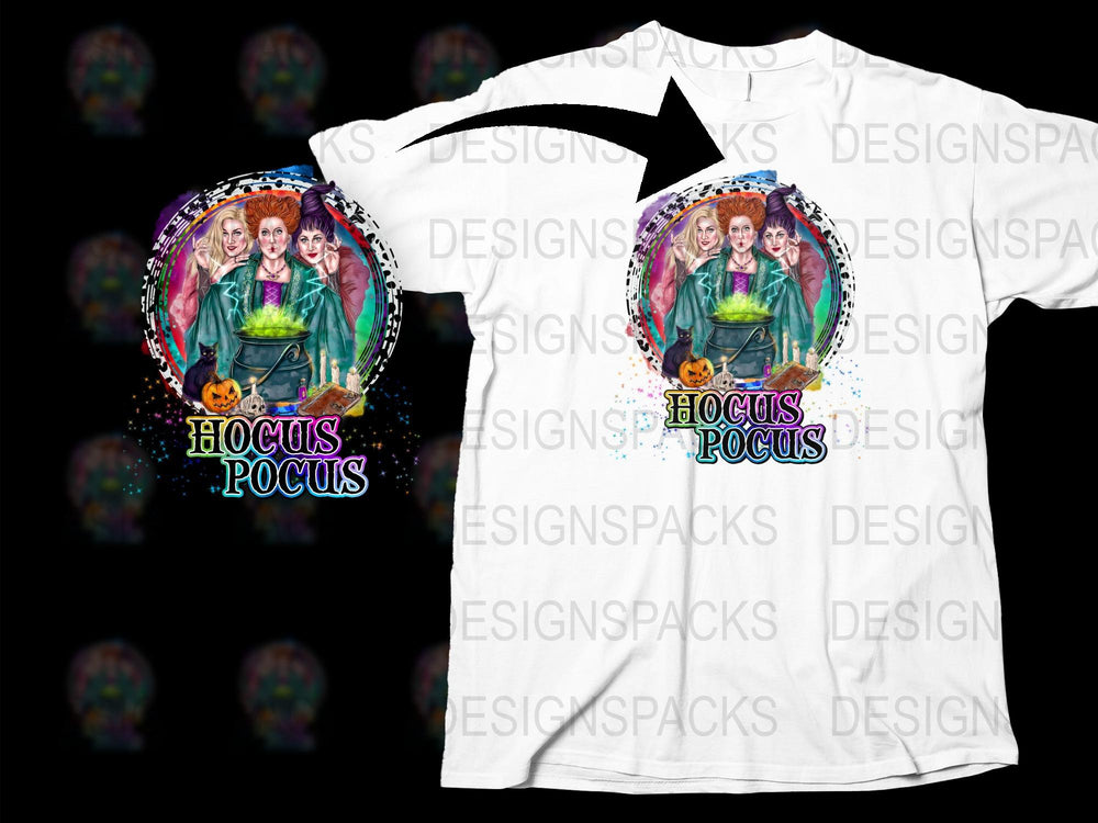 Hocus Pocus T-Shirt, Sanderson Sisters Graphic Tee, Halloween Movie Fan Apparel, Full Color Print, Unisex Sizes Available