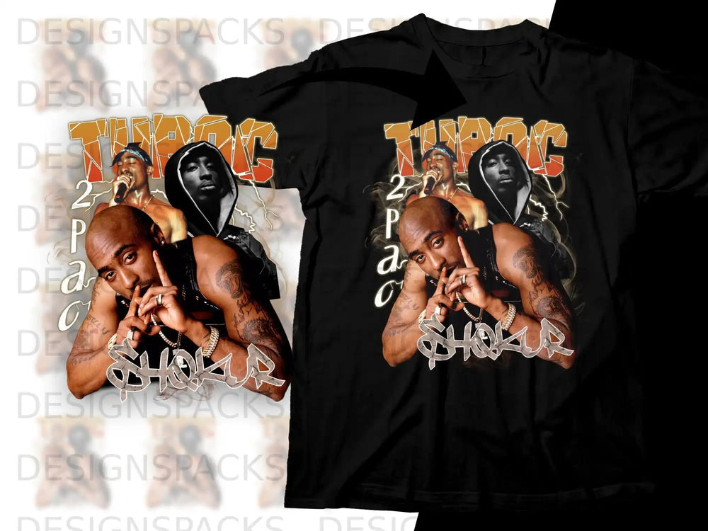Tupac Shakur graphic tee with "2PAC" and "OFHCLESS" text.