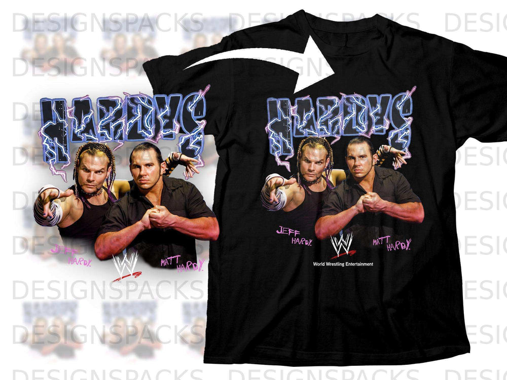Black t-shirt featuring Matt and Jeff Hardy with World Wrestling Entertainment logo.
