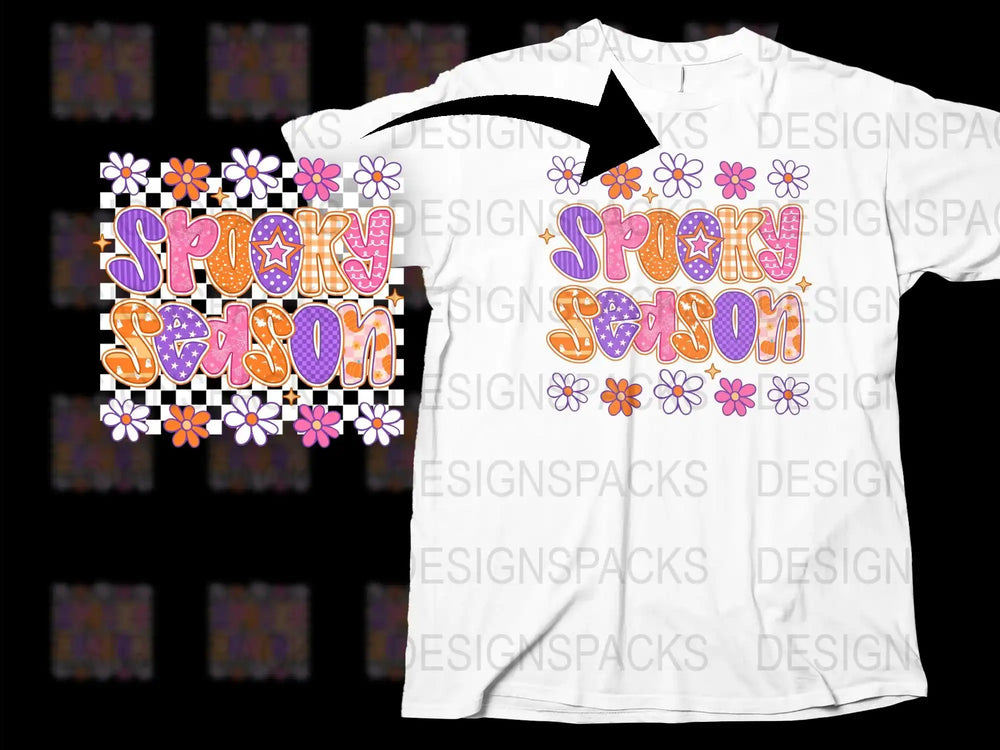 Spooky Season T-Shirt with Floral Design, Halloween Flower Graphic Tee, Unisex Holiday Shirt