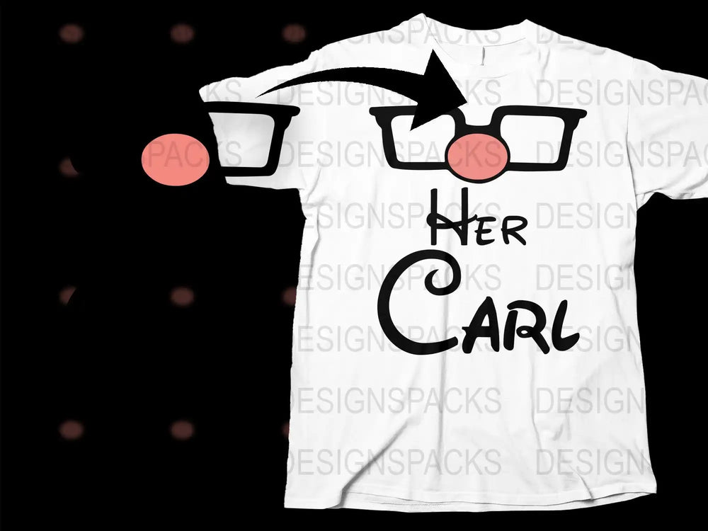 Her Carl t-shirt design with glasses and pink nose, print-ready SVG for DTG/DTF