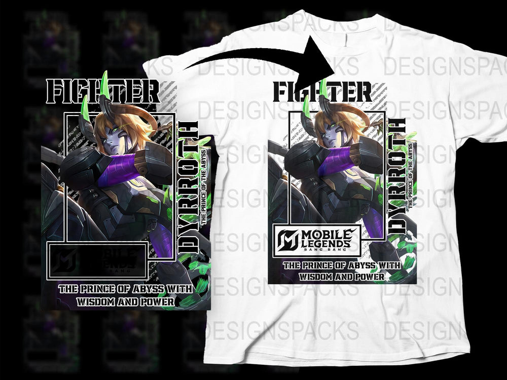 Mobile Legends Dyroth Fighter T-Shirt, Prince of Abyss Graphic Tee, Gaming Merch, Unisex Apparel