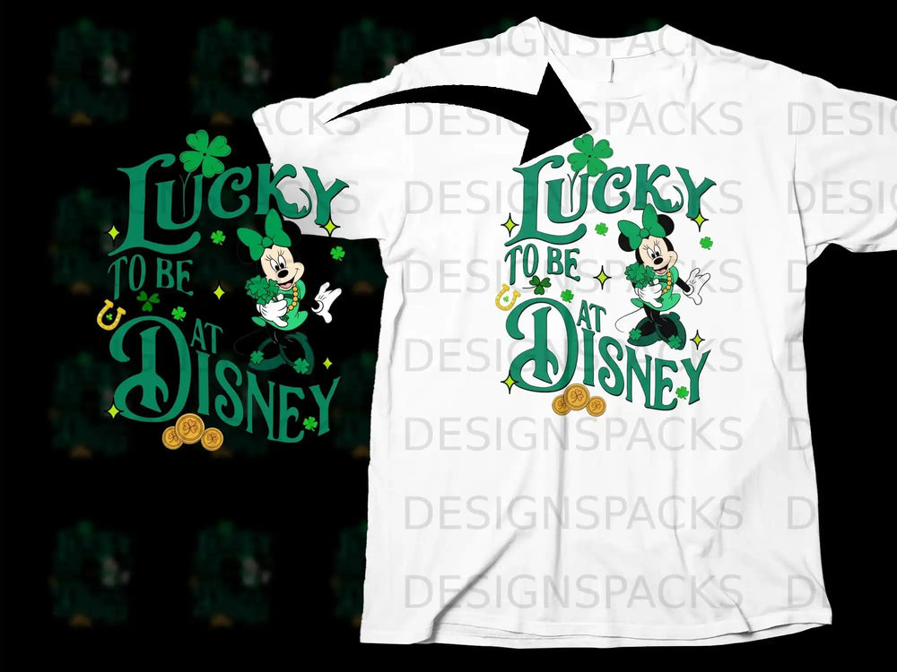LUCKY TO BE AT Disney Minnie Mouse Shamrock St Patricks product type