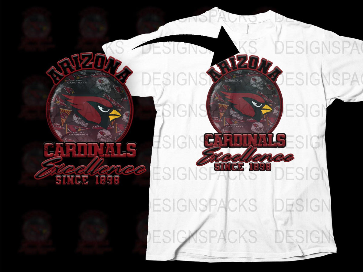 Arizona Cardinals T-Shirt, Excellence Since 1898, Sports Team Fan Apparel, Unisex White Tee
